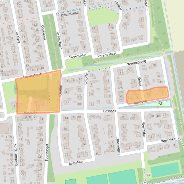Kaart van postcodegebied 8314BA.