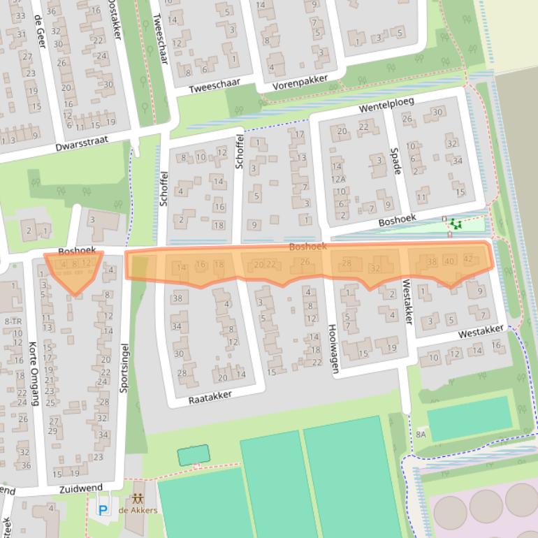 Kaart van postcodegebied 8314BB.