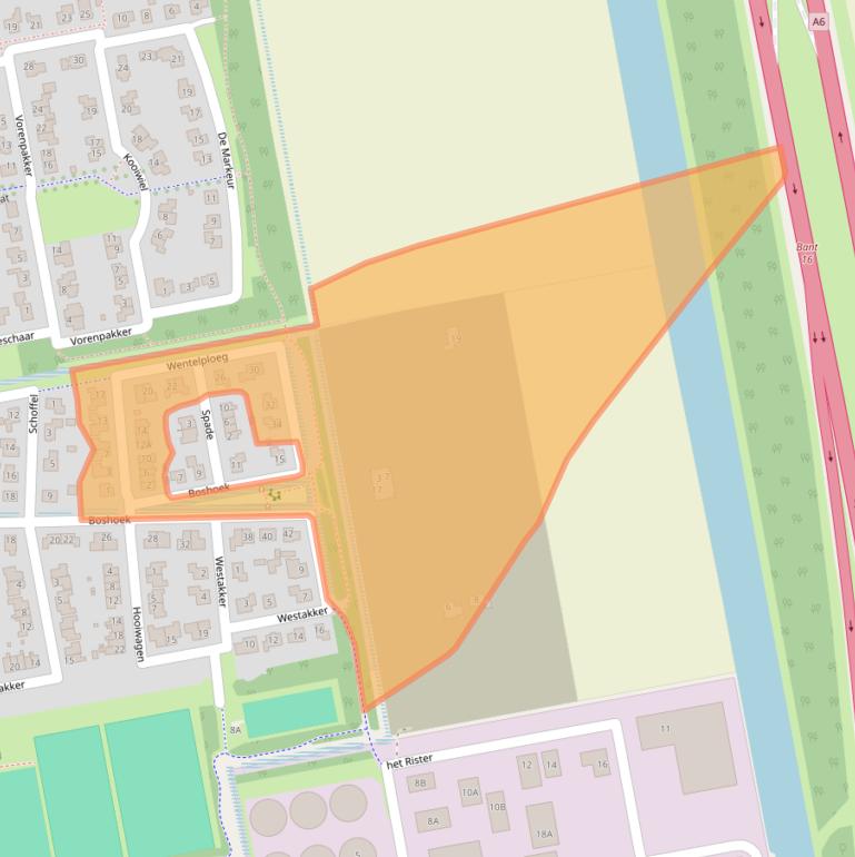 Kaart van postcodegebied 8314BD.