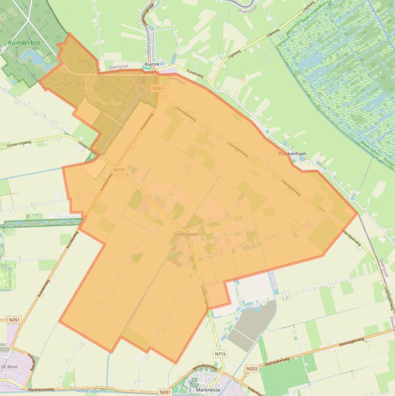 Kaartafbeelding, ingezoomd op postcodegebied 8315.