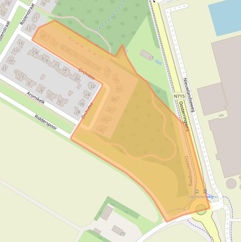 Kaart van postcodegebied 8315BD.