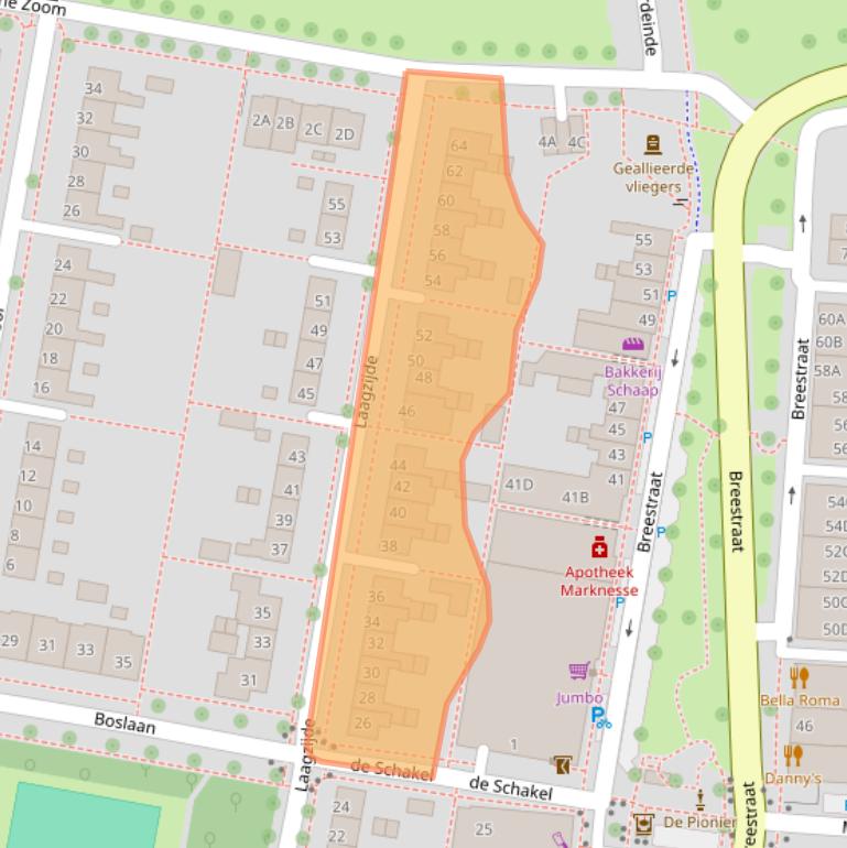 Kaart van postcodegebied 8316AZ.