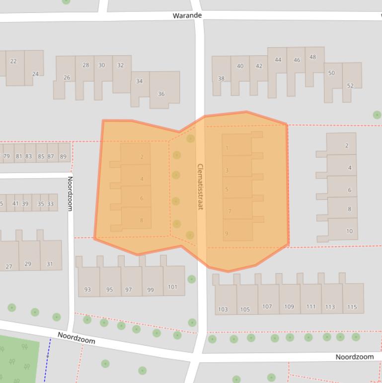 Kaart van postcodegebied 8316CD.