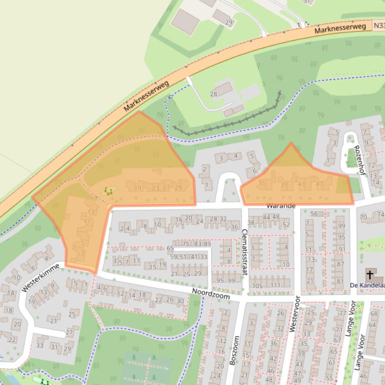 Kaart van postcodegebied 8316CL.