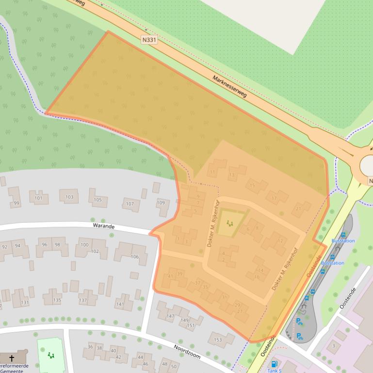 Kaart van postcodegebied 8316CZ.