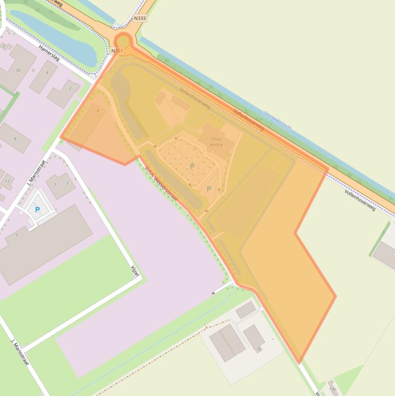 Kaart van postcodegebied 8316GG.