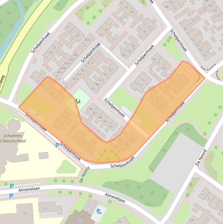 Kaart van postcodegebied 8321BJ.