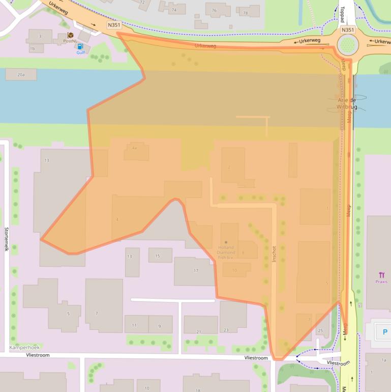 Kaart van postcodegebied 8321MB.