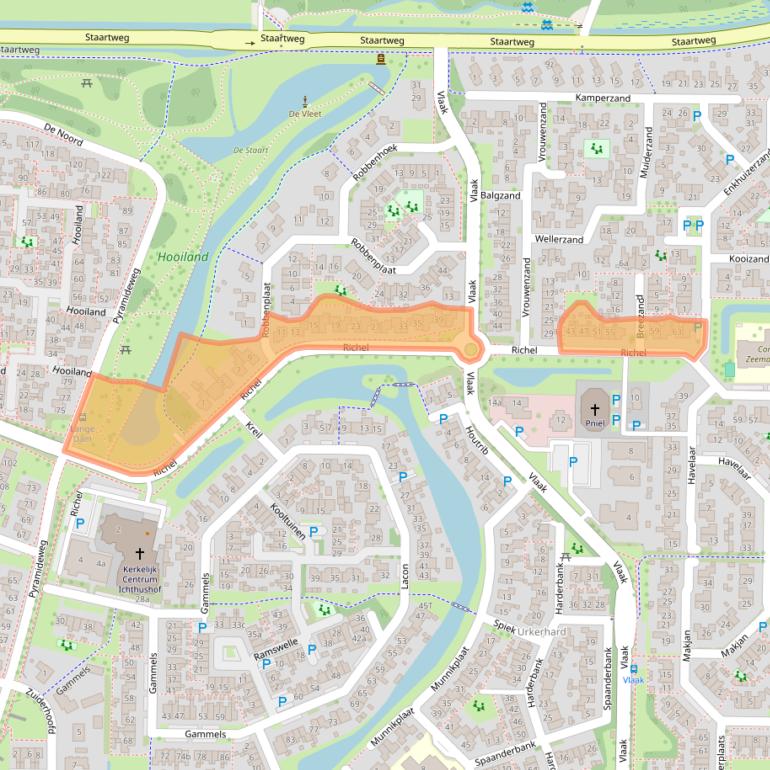 Kaart van postcodegebied 8321RZ.