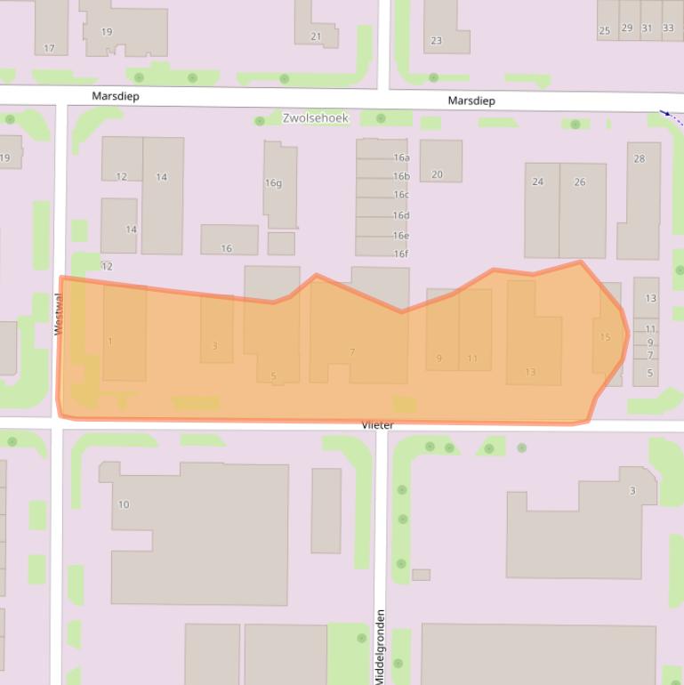 Kaart van postcodegebied 8321WJ.