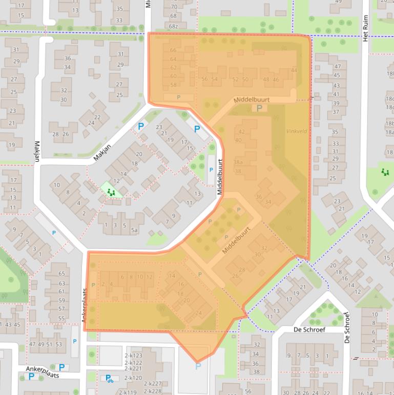 Kaart van postcodegebied 8321ZD.