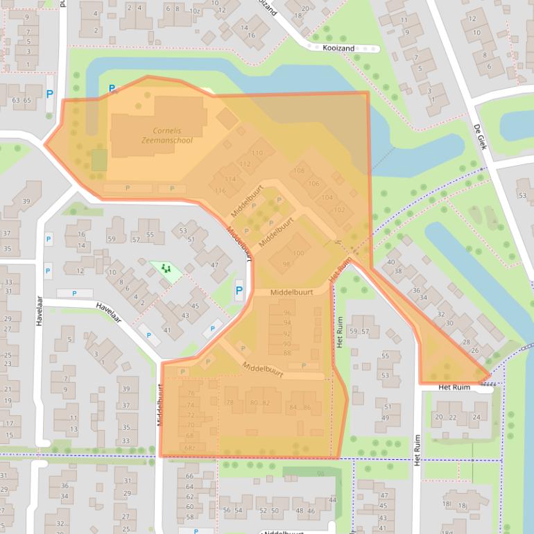 Kaart van postcodegebied 8321ZE.