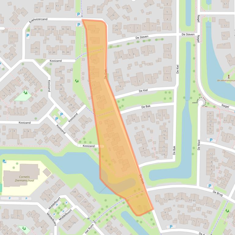 Kaart van postcodegebied 8322AA.