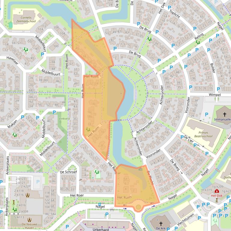 Kaart van postcodegebied 8322AL.