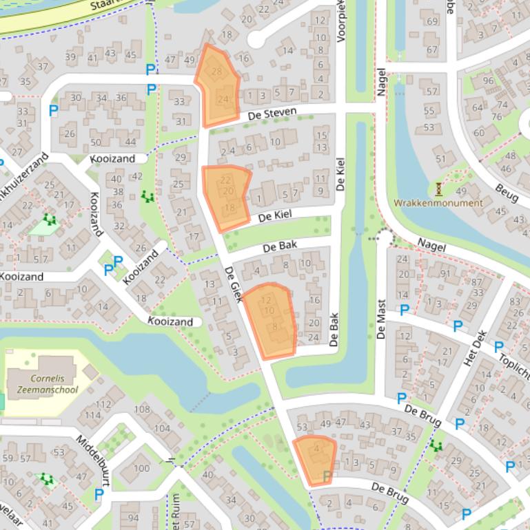 Kaart van postcodegebied 8322AT.