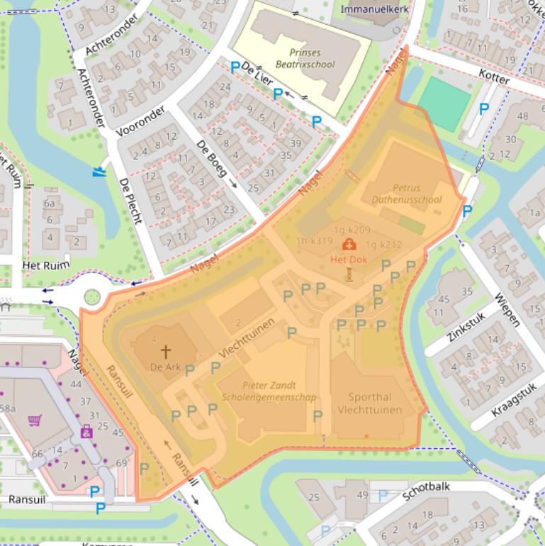 Kaart van postcodegebied 8322BA.