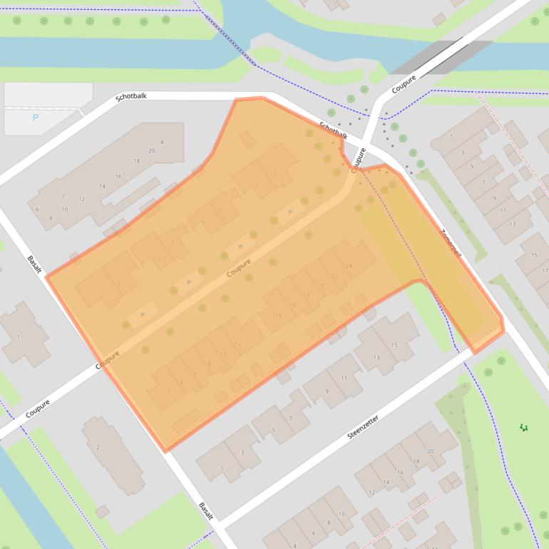 Kaart van postcodegebied 8322BE.