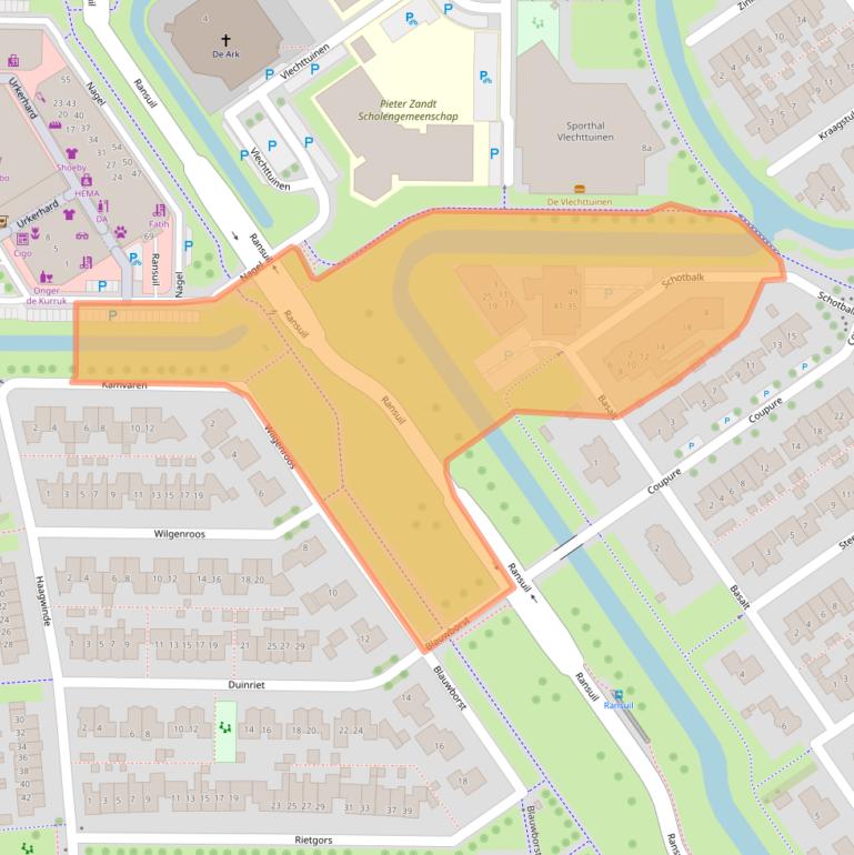 Kaart van postcodegebied 8322BG.