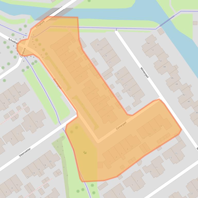 Kaart van postcodegebied 8322BJ.