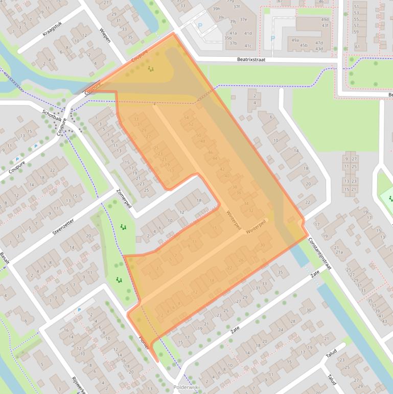 Kaart van postcodegebied 8322BK.