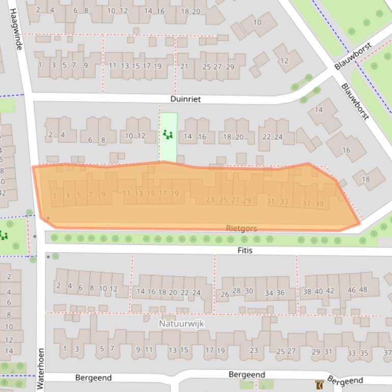Kaart van postcodegebied 8322CD.