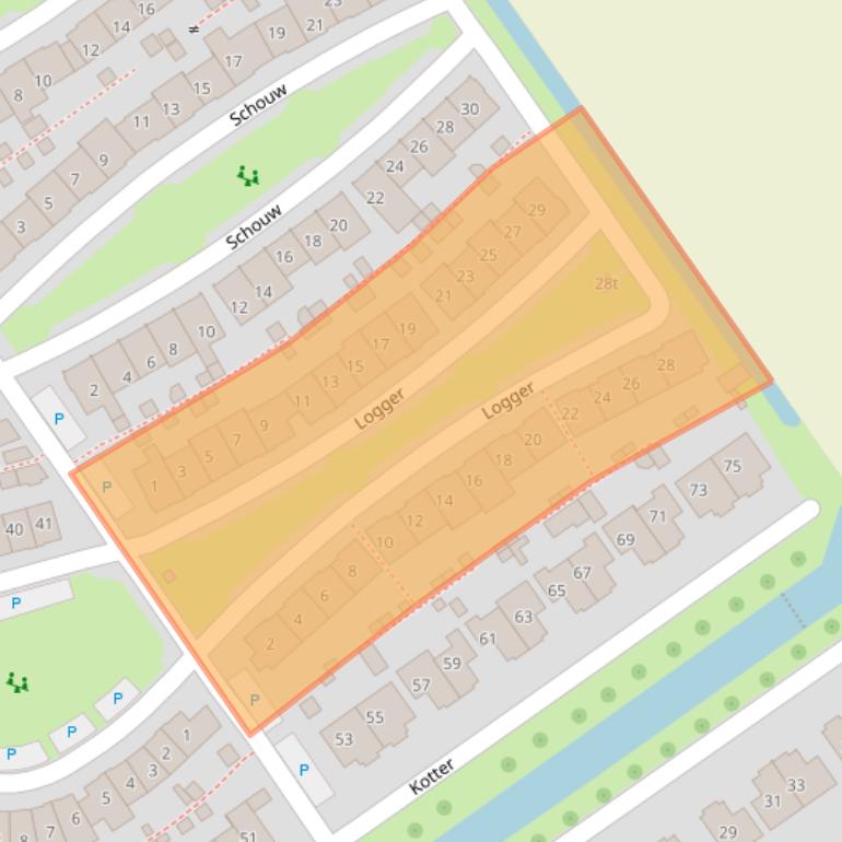 Kaart van postcodegebied 8322EE.