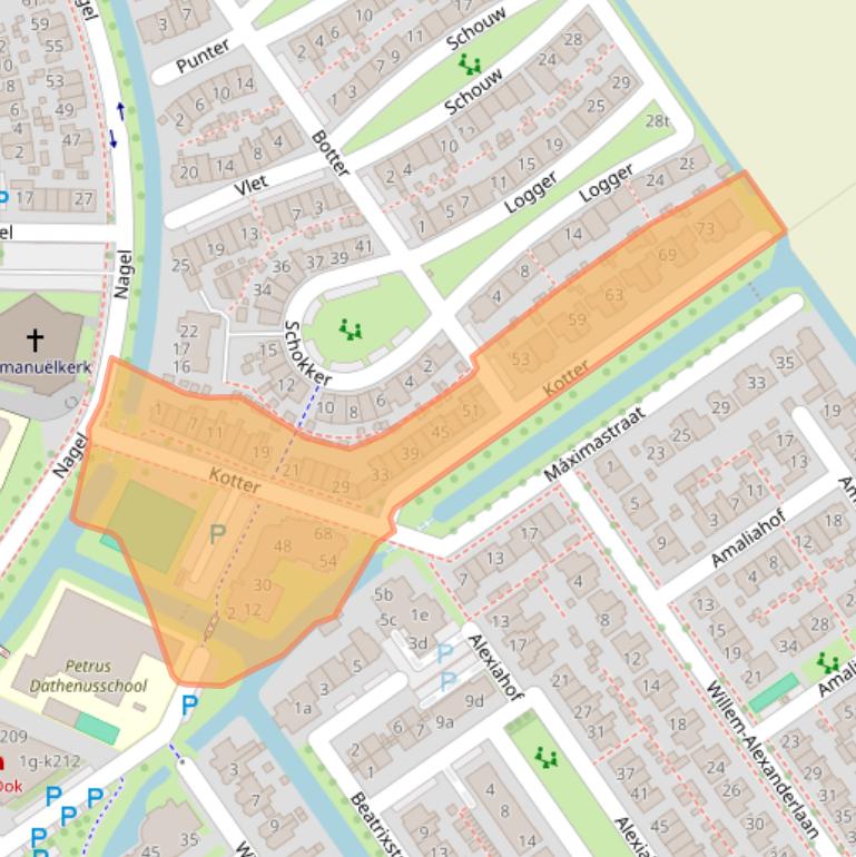 Kaart van postcodegebied 8322EK.