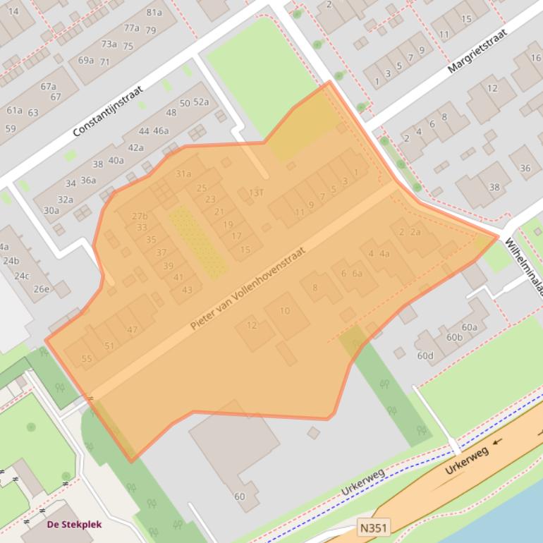 Kaart van postcodegebied 8322GJ.