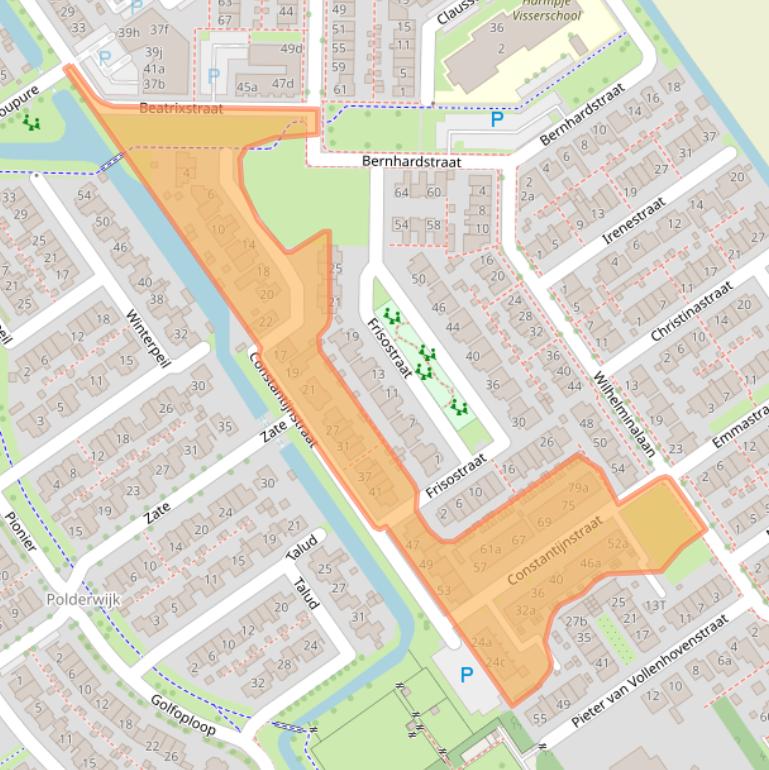 Kaart van postcodegebied 8322GK.