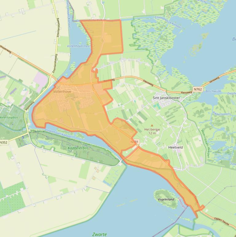 Kaart van postcodegebied 8325.