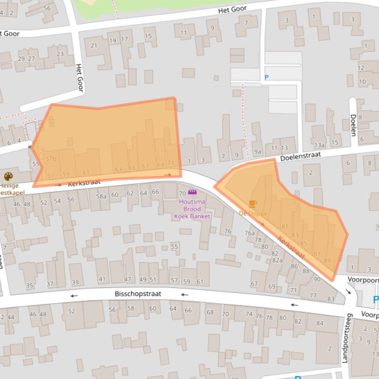 Kaart van postcodegebied 8325BJ.