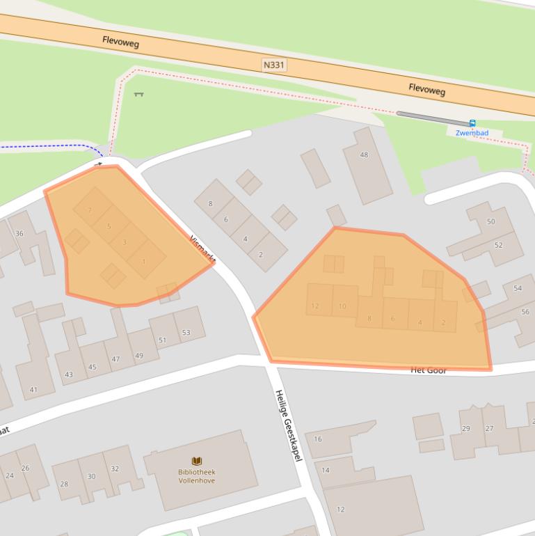 Kaart van postcodegebied 8325BZ.