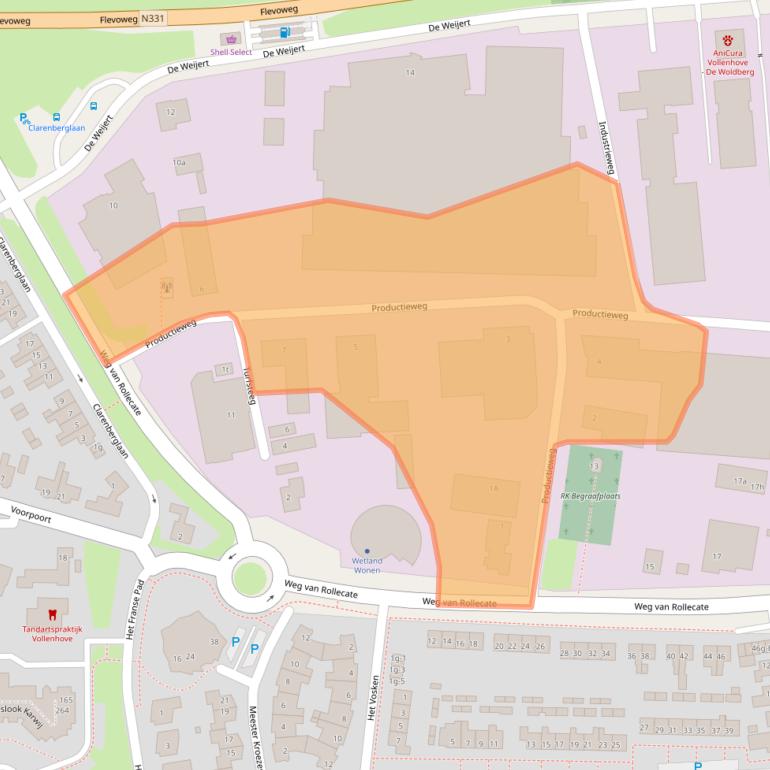 Kaart van postcodegebied 8325EZ.