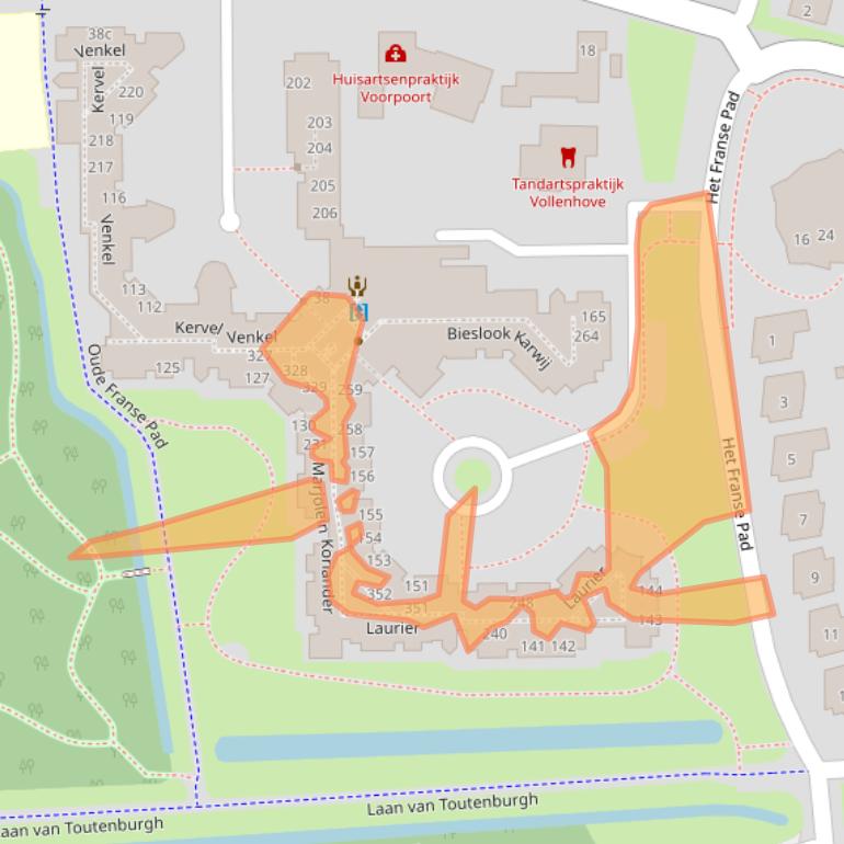 Kaart van postcodegebied 8325LB.