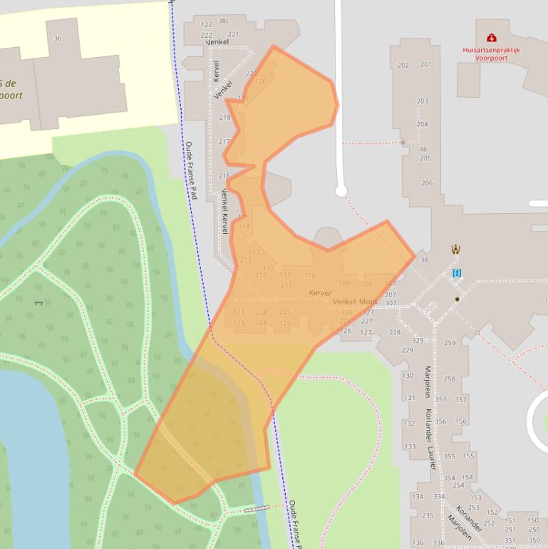 Kaart van postcodegebied 8325LD.