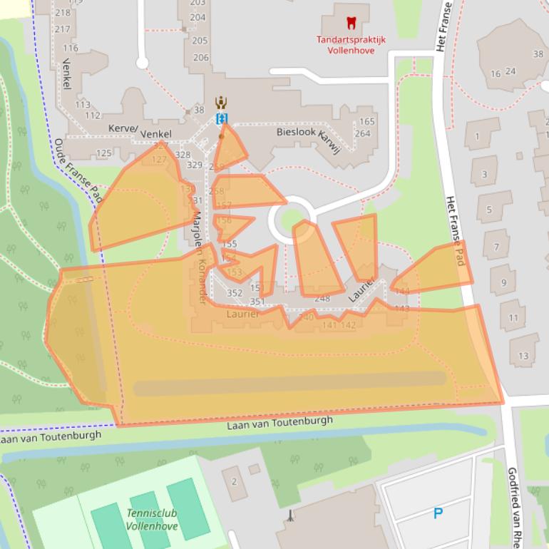 Kaart van postcodegebied 8325LE.