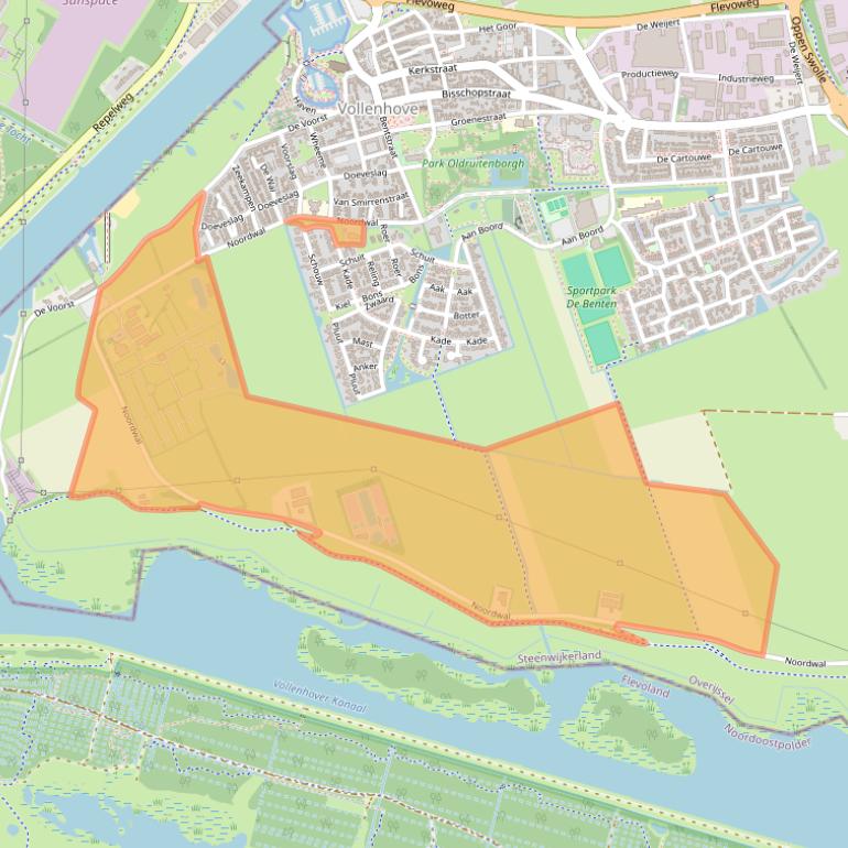 Kaart van postcodegebied 8325PP.