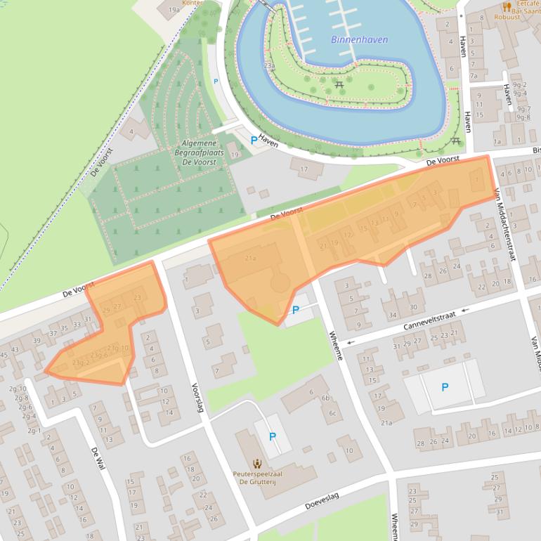 Kaart van postcodegebied 8325XC.