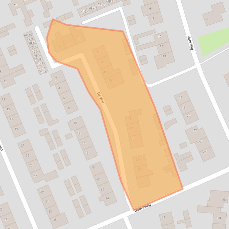Kaart van postcodegebied 8325XJ.