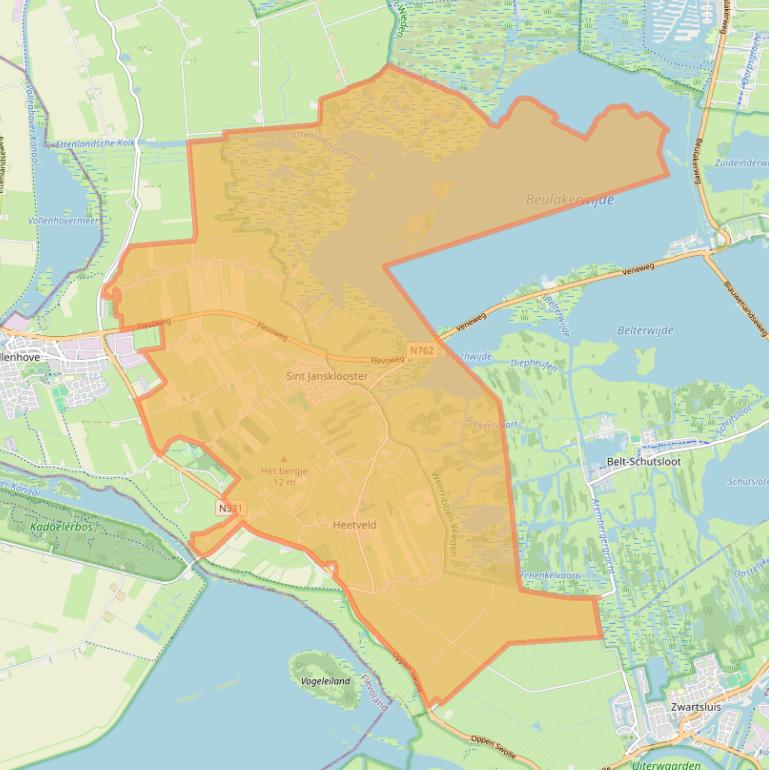 Kaart van postcodegebied 8326.