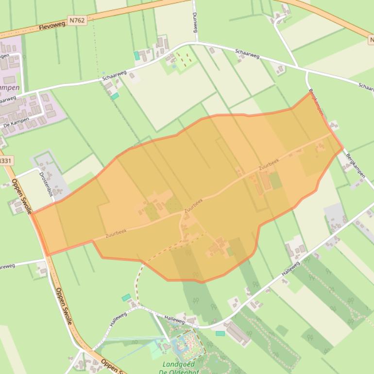 Kaart van postcodegebied 8326AL.