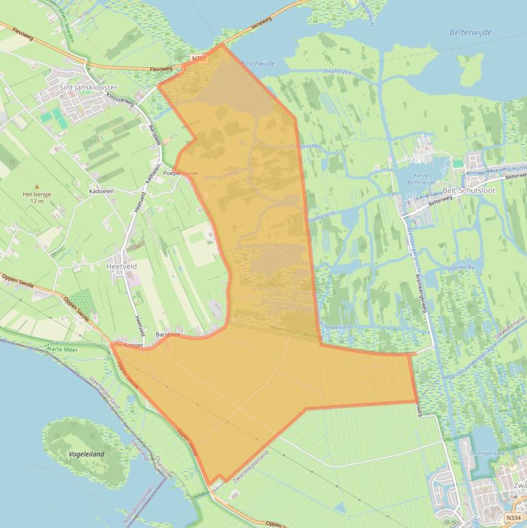 Kaart van postcodegebied 8326BM.