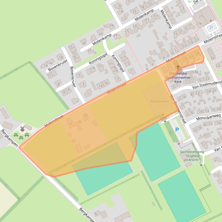 Kaart van postcodegebied 8326CW.