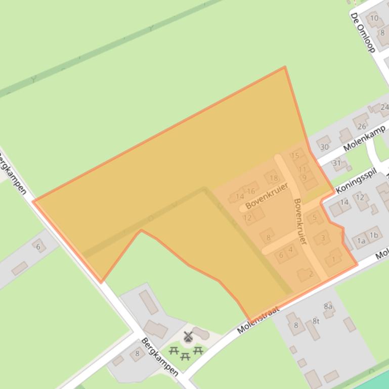 Kaart van postcodegebied 8326DP.