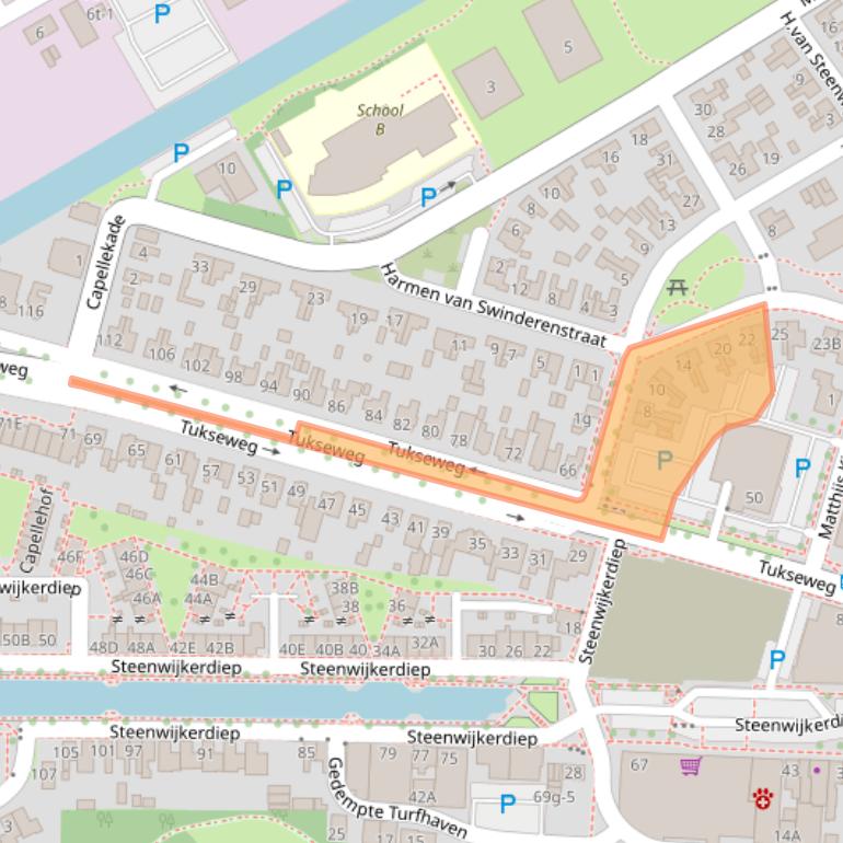 Kaart van postcodegebied 8331KT.