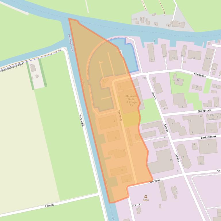 Kaart van postcodegebied 8331VH.