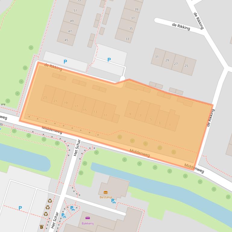 Kaart van postcodegebied 8332CA.