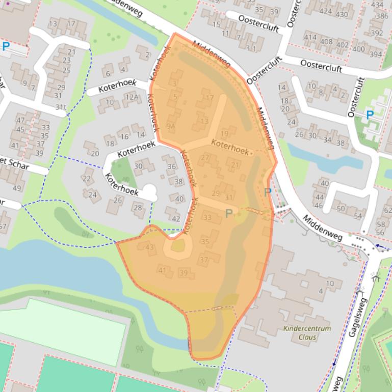 Kaart van postcodegebied 8332CW.