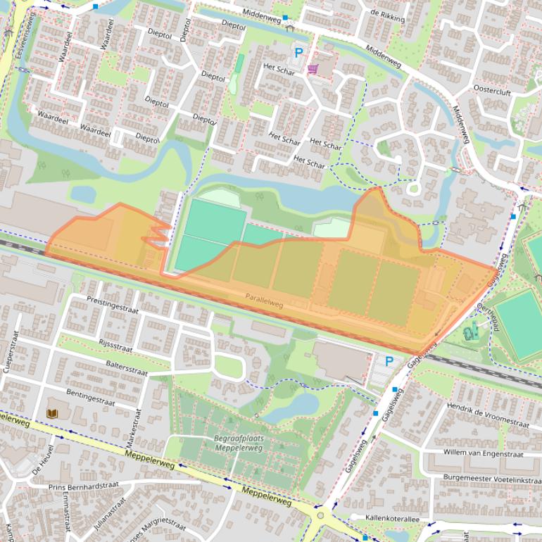 Kaart van postcodegebied 8332JD.