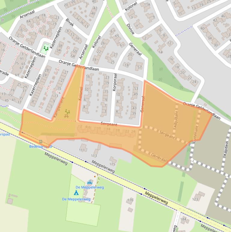 Kaart van postcodegebied 8333DZ.